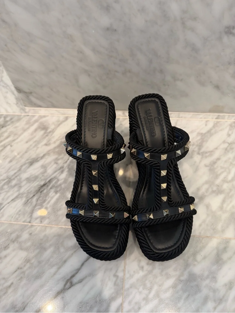 Valentino Rockstud Torchon Rope Wedge Size 37 - Picture 2 of 4